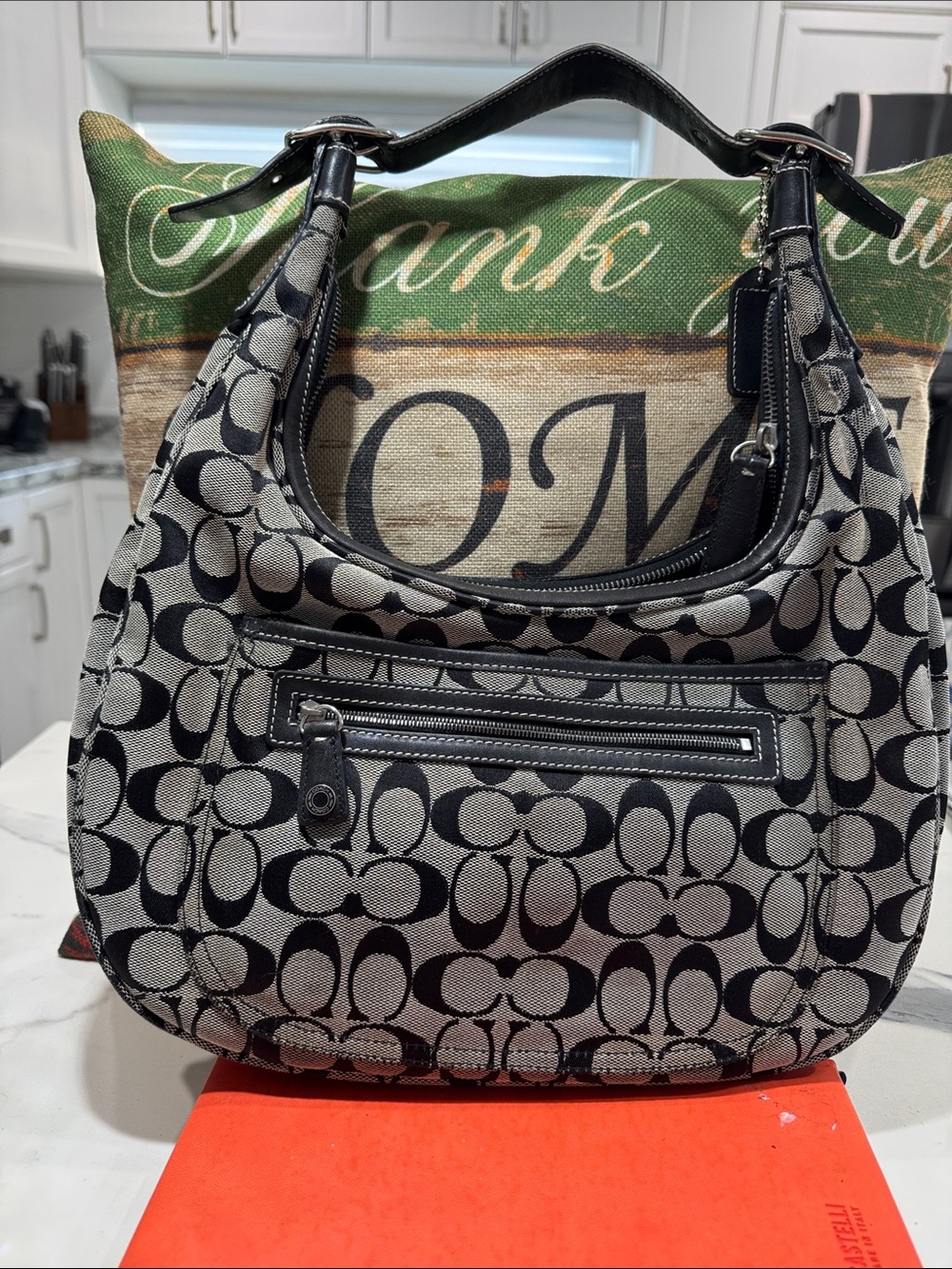 Coach SoHo Signature Jaquard Vintage Genuine Leather in Black and Gray G-2K